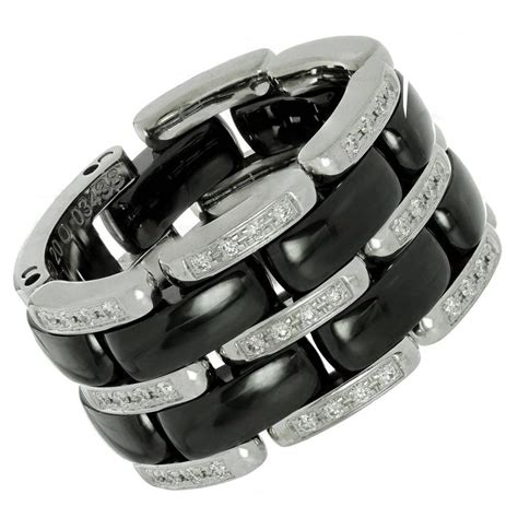 chanel black ceramic diamond ring|chanel ring price.